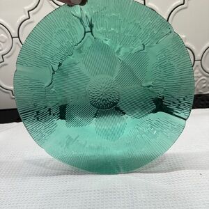 Vintage Forte Crista SunflowerGreen Textured Glass Decorative Plate - Home Art